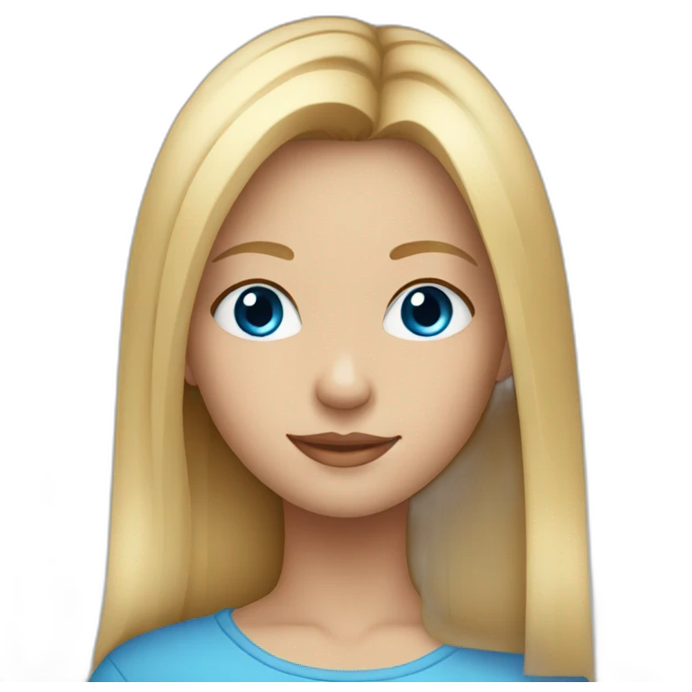 Young girl Blonde and straight hair with blue eyes emoji