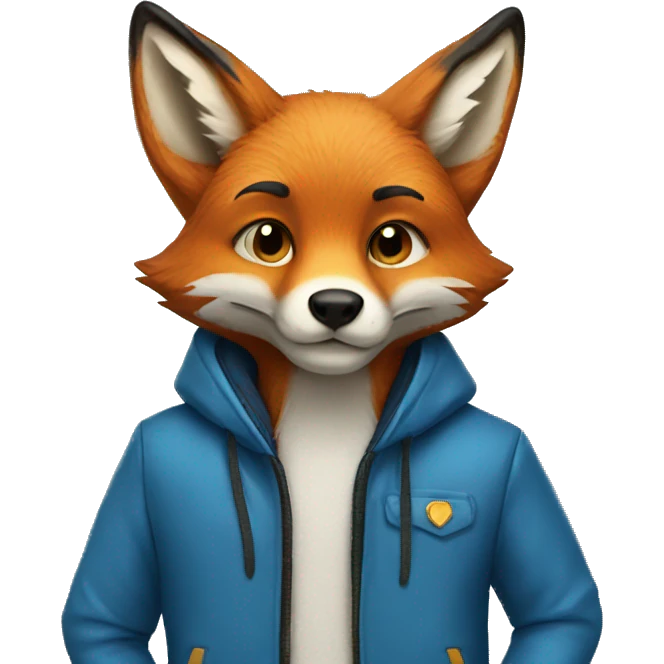 Fox wearing a blue jacket emoji