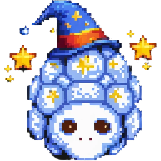 wizard's brain with stars and wizard hat emoji