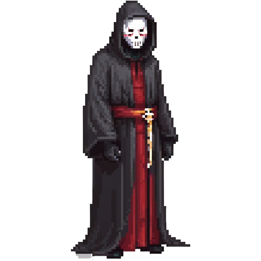 Ghostface, horror movie character with white mask and black robe emoji