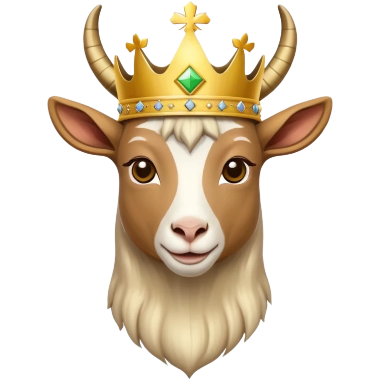 goat wearing a crown and gold medal emoji