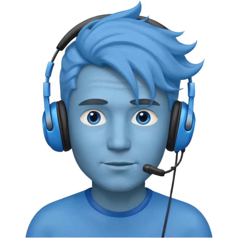 blue wind haired man with headphone emoji