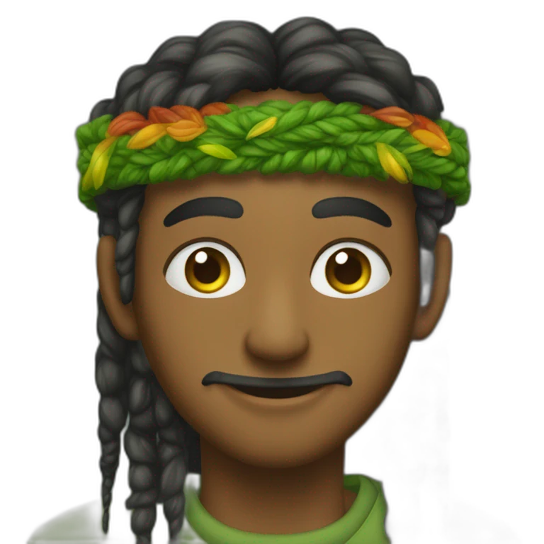 Okupa neorrural con los ojos verdes y rastas emoji