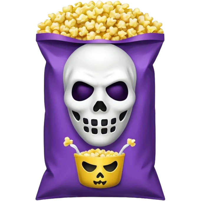 Glitter purple and yellow popcorn with ghostface mask in packaging emoji