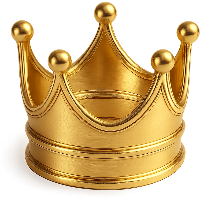 a gold crown, shiny and ornate emoji