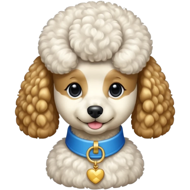 Poodle with blue and gold accessories  emoji