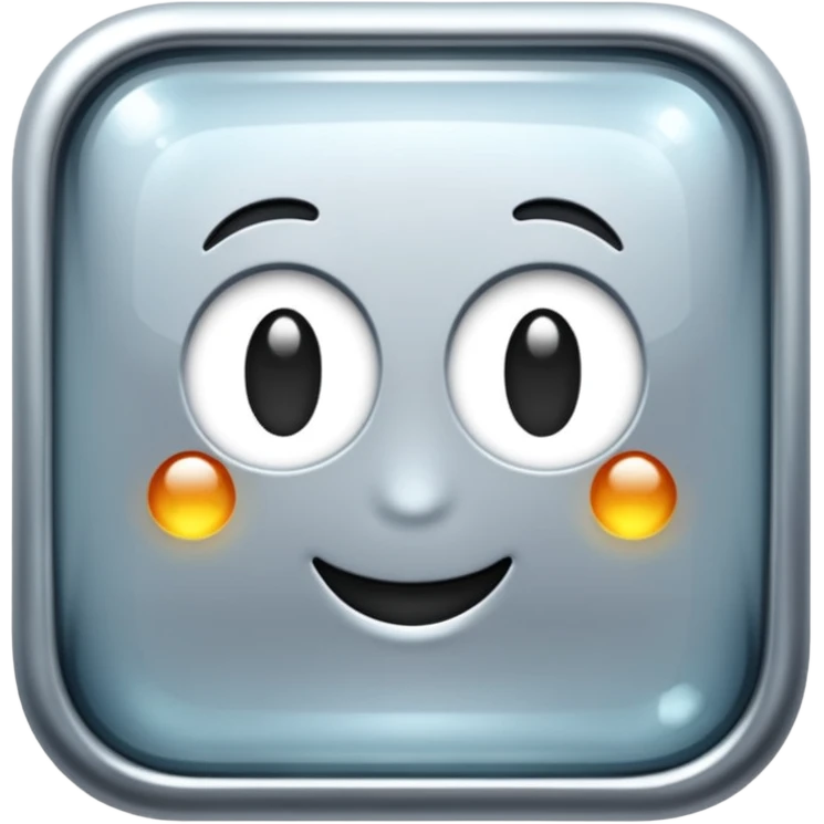 Sparkly glossy silver glass square emoji