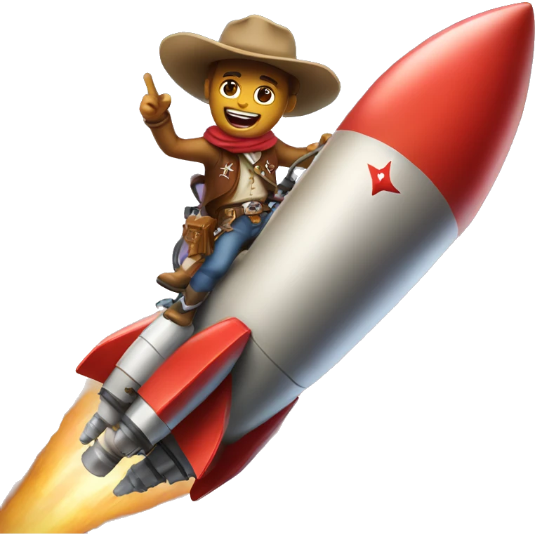 cowboy riding a rocket emoji