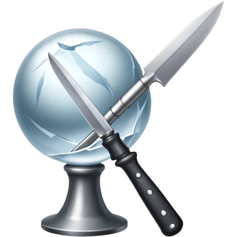 The knife is only visible from above, its tip showing from behind the ice ball. emoji
