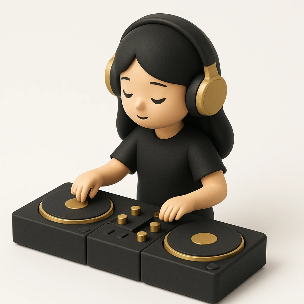 girl playing DJ set emoji
