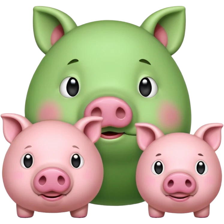 A green pig and a pink pig emoji