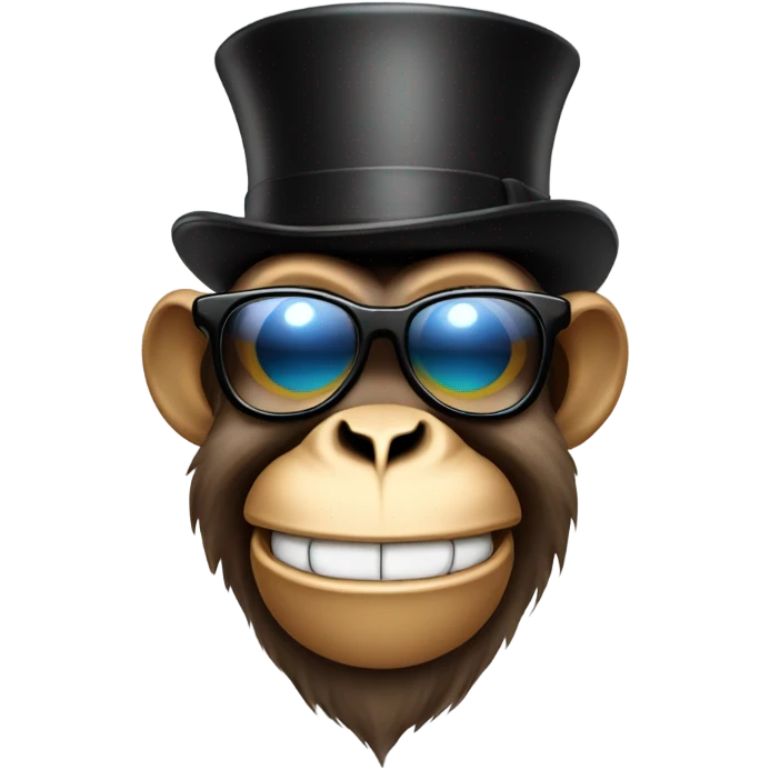 Monkey cheers with top hat and sunglasses  emoji