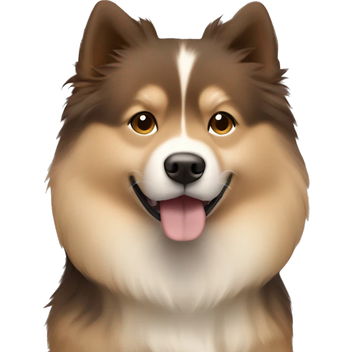 Finnish Lapphund Brown and light brown standing up. On his face are darker brown spots emoji