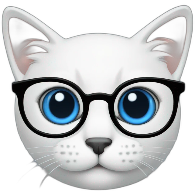 cat with blue eyes and black eyeglasses emoji