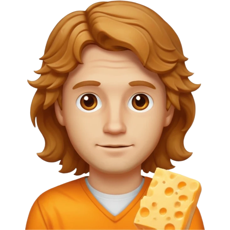 white guy with light brown wavy hair cheddar cheese emoji