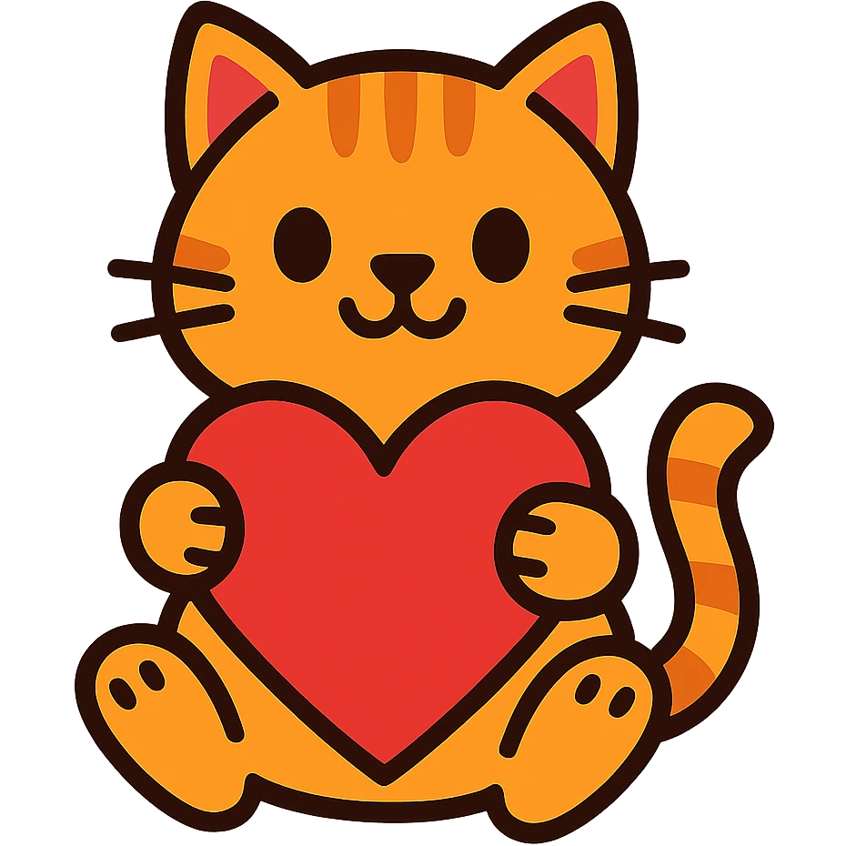cute cat with a heart emoji