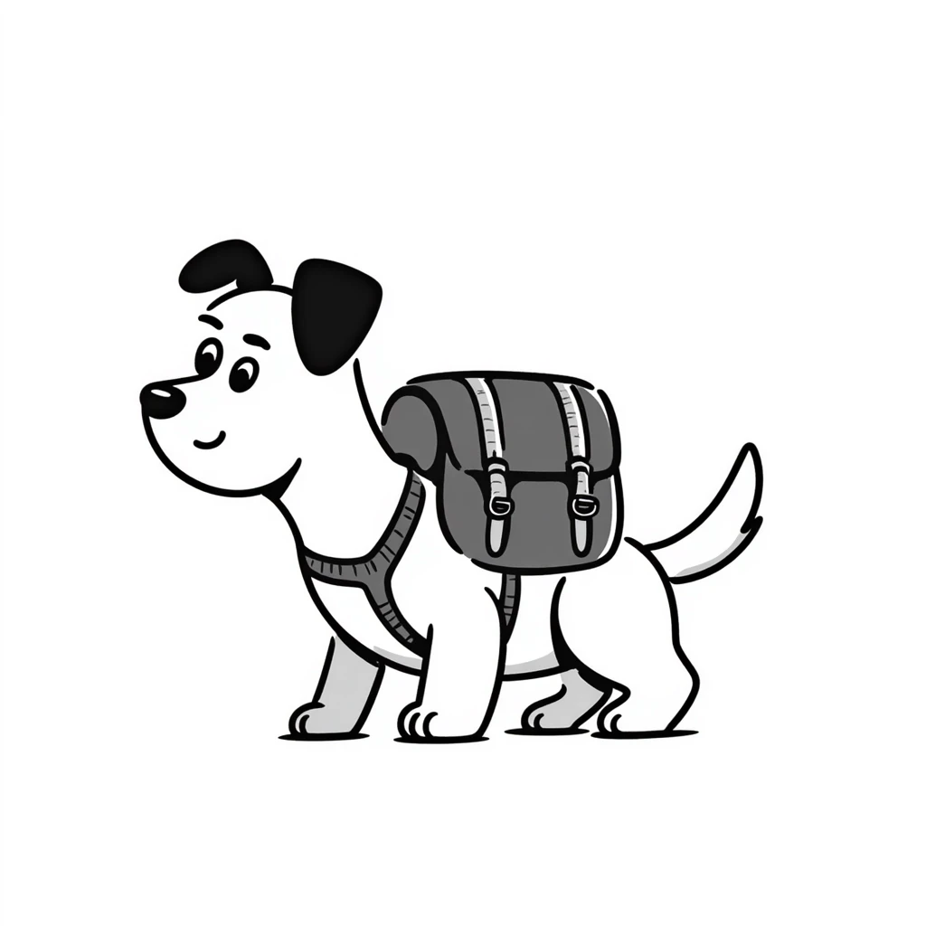dog wearing a backpack emoji