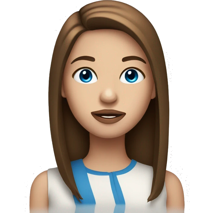 Girl with brown straight hair, blue eyes and big lips  emoji
