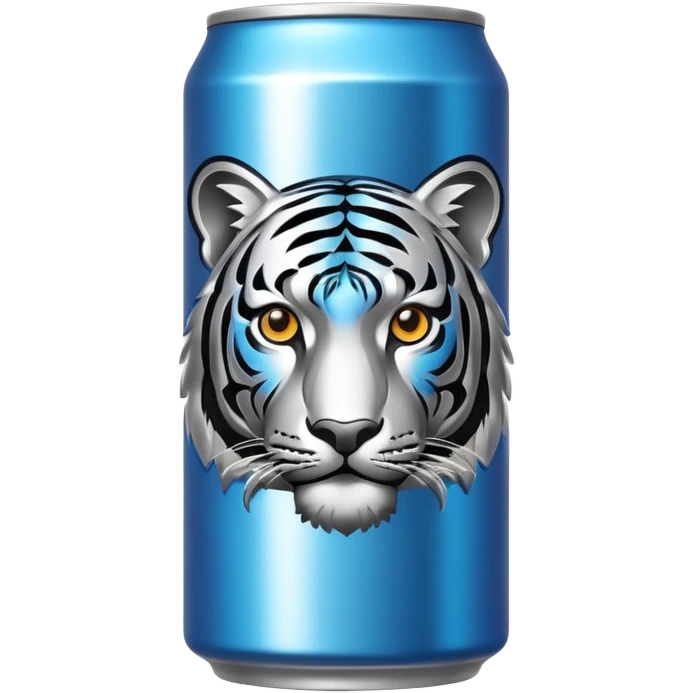 energy drink with with silver color and a tiger on it emoji