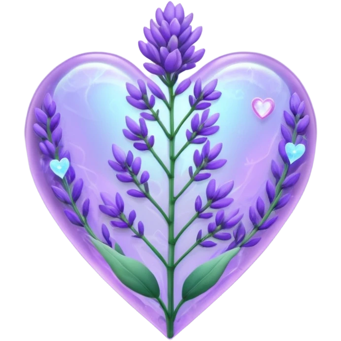 create a holographic lavender plant that wraps around a lavender colored heart emoji