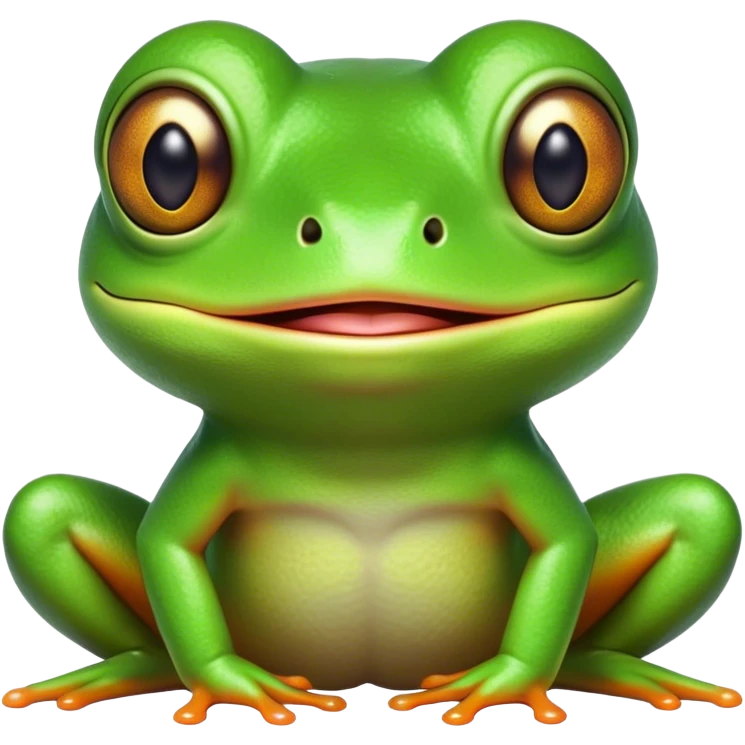 Cinematic Comical Green Tree Frog Portrait Emoji, Head tilted dramatically with an exaggeratedly amused expression, featuring a small, vibrant green body with wide, comically expressive eyes and quirky, textured skin, Simplified yet hilariously expressive features, highly detailed, glowing with a slightly sassy jungle glow, high shine, dramatic yet playful, stylized with an air of cheeky tropical mischief, soft glowing outline, capturing the essence of a meme-worthy green tree frog that looks ready to leap its way into viral fame! emoji