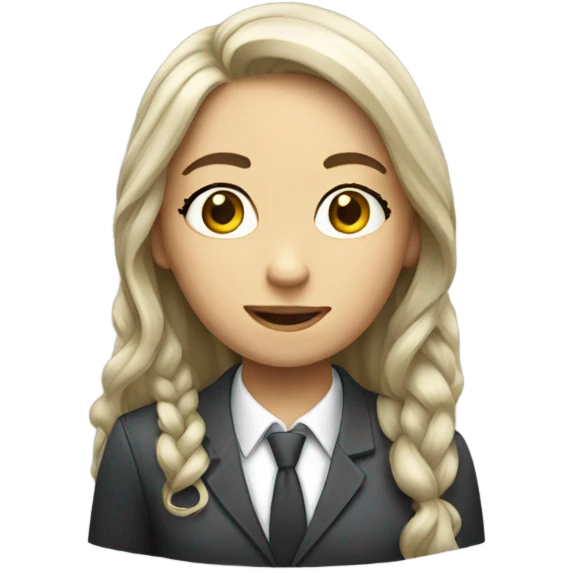 Long haired girl banker white emoji
