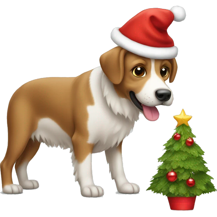 Hond met kerst muts  emoji