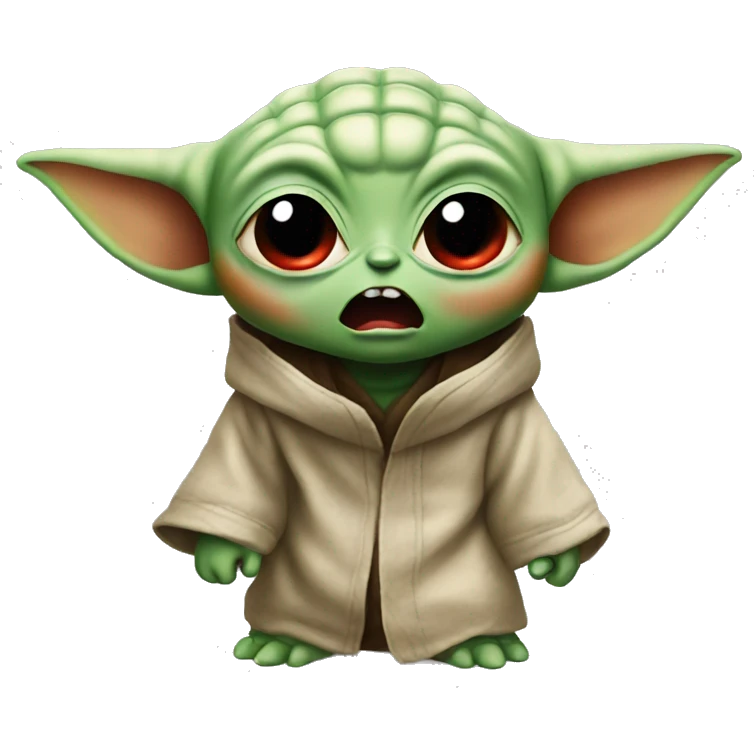 Baby Yoda screams in terrible anger. His whole face is red with rage. emoji