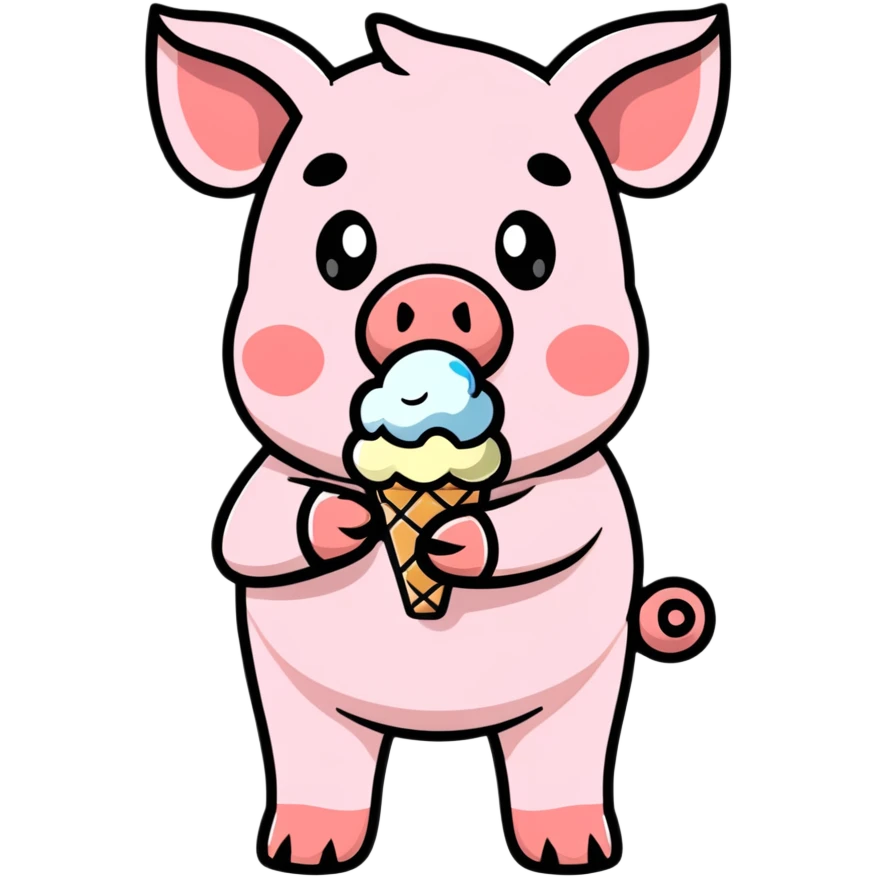 Pig eating ice cream emoji