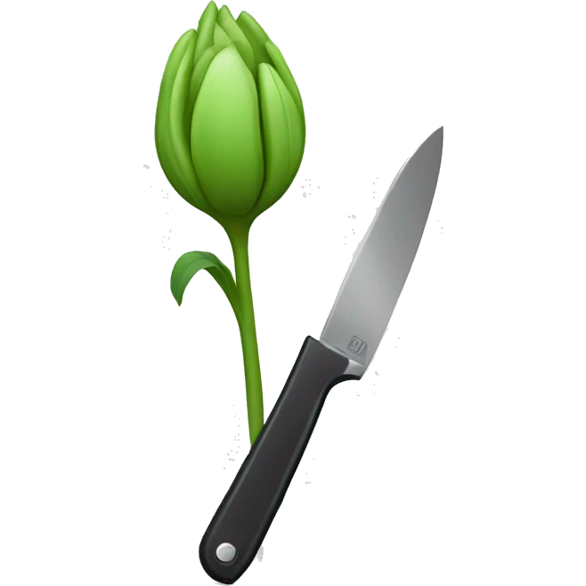 Compact flower bud with knife in hand emoji