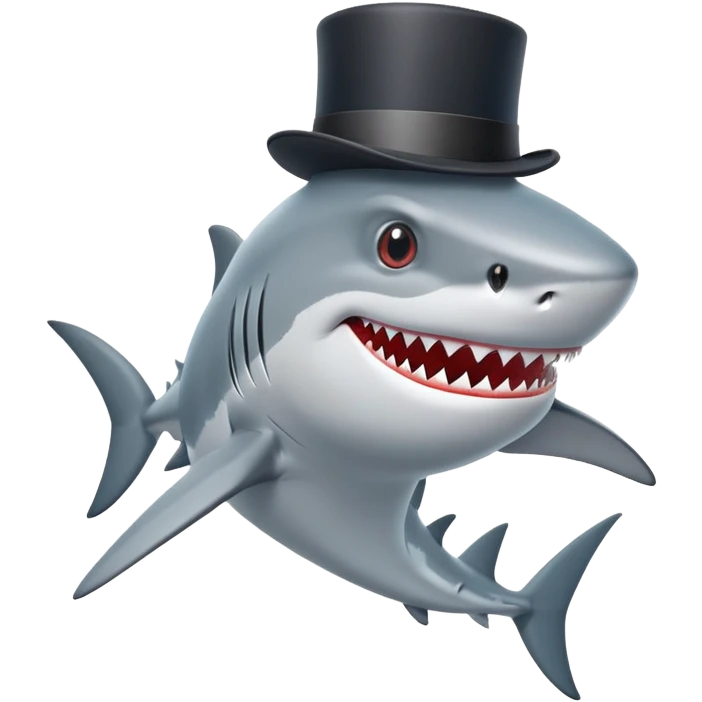 Shark with a top hat emoji