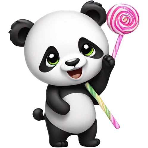 Panda Bear with lollipop emoji