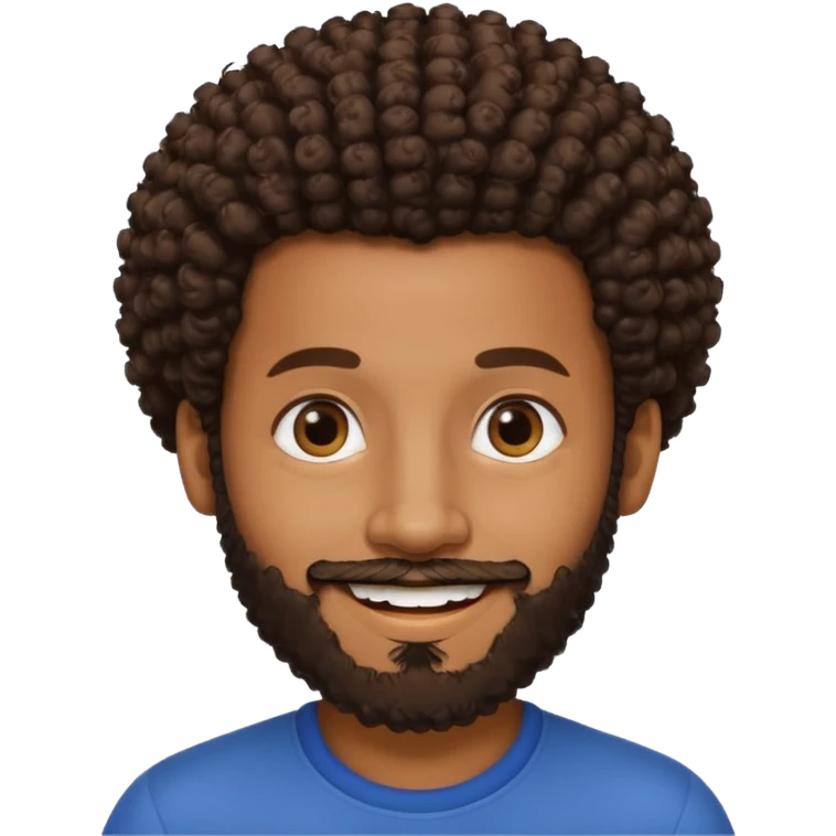 brown skin man with beard and a tiny curly  Afro fade with dark dark brown eyes  emoji