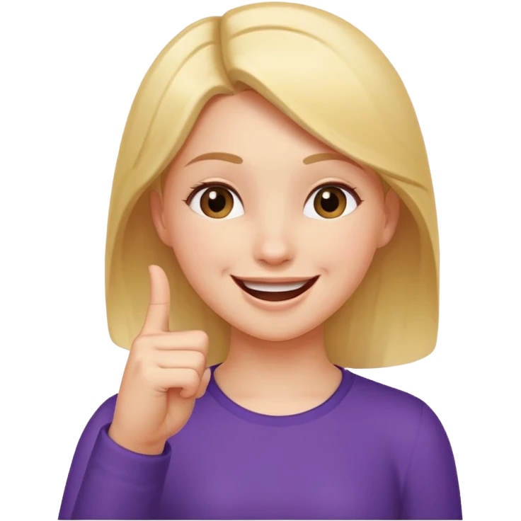girl with her hand up holding her thumb and index finger close together tip to tip giggling emoji