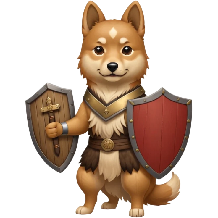 ancient korean dog with only wooden shield emoji