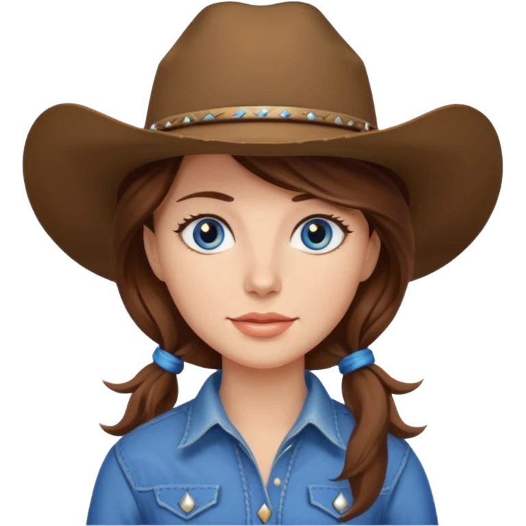 Cowgirl brown hair, estroil blue emoji