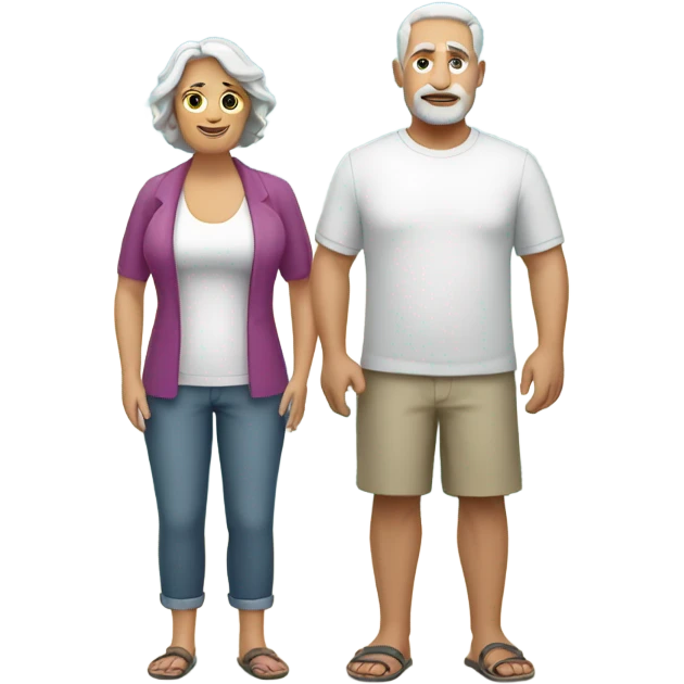 White heavyset middle-aged couple on the beach emoji