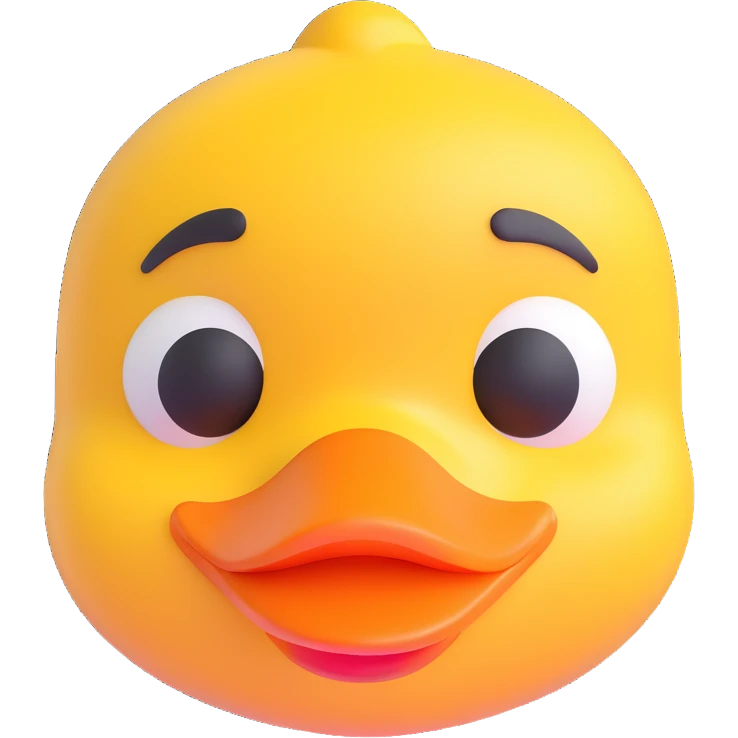 duck face, 3D emoji style, bright yellow emoji