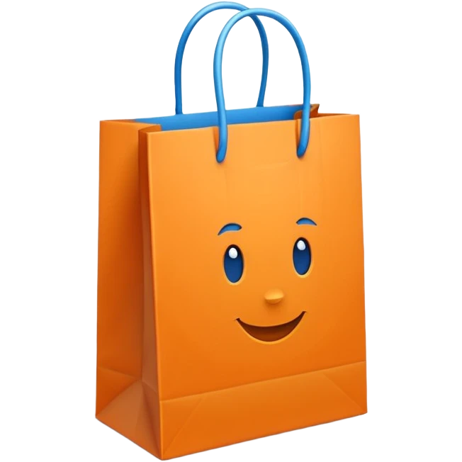 orange gift bag with thick blue handles emoji