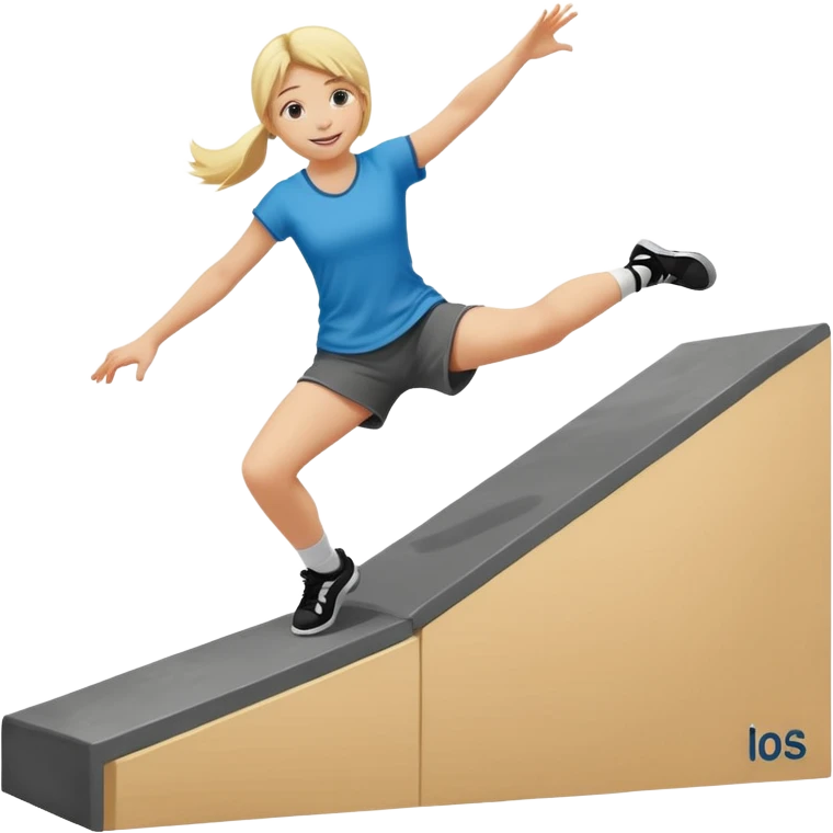 a young blonde girl doing parkour at kids school emoji