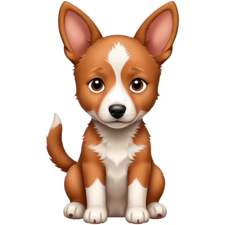Red heeler puppy with one ear up and one ear down emoji