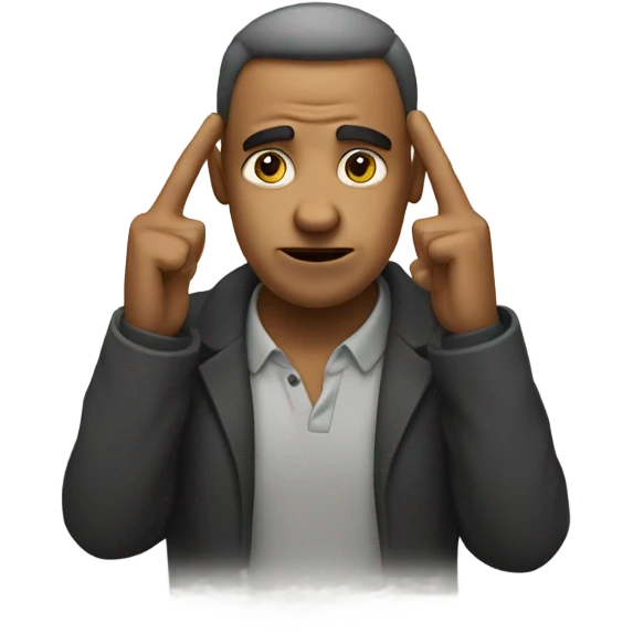 man with two fingers to head emoji