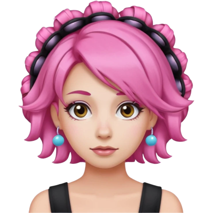 pink hair with hair rollers emoji