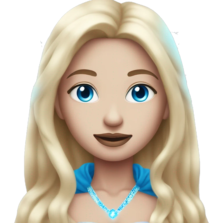 magical diva with thin pink andromedan skin long hair and blue eyes glowing third eye emoji