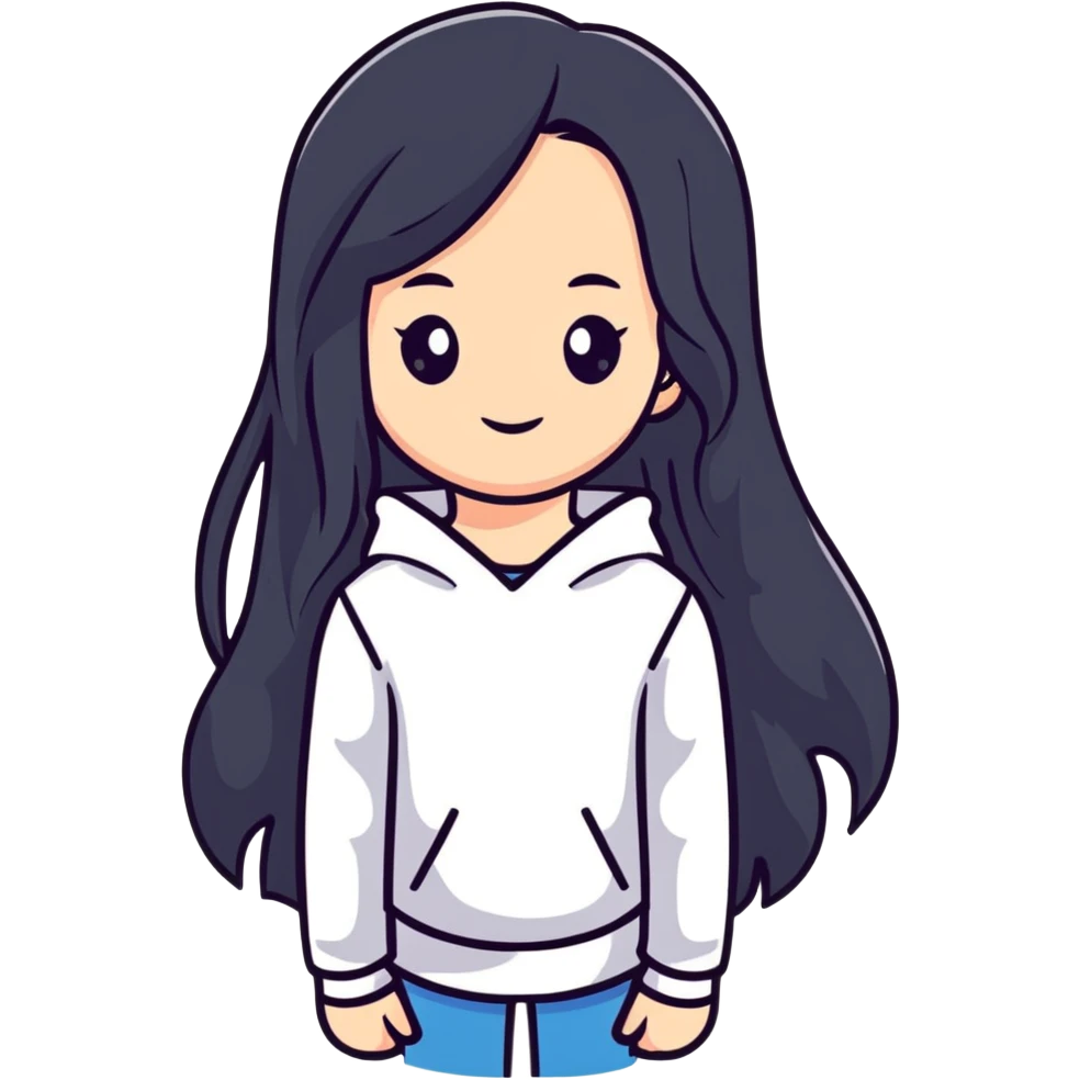 cute girl with long hair emoji