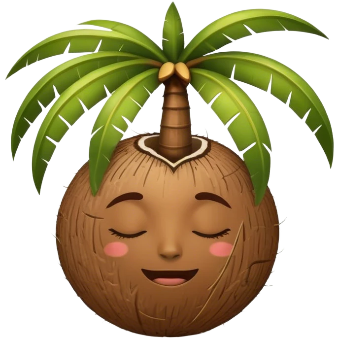 coconut tree, with a face, sleeping emoji
