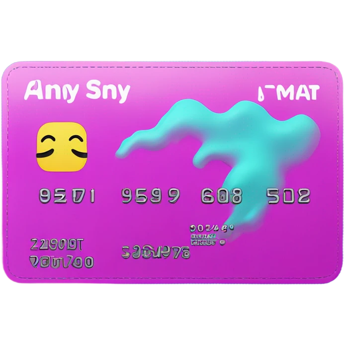 Vaporwave color themed credit card emoji, DO NOT INCLUDE NUMBERS OR TEXT emoji