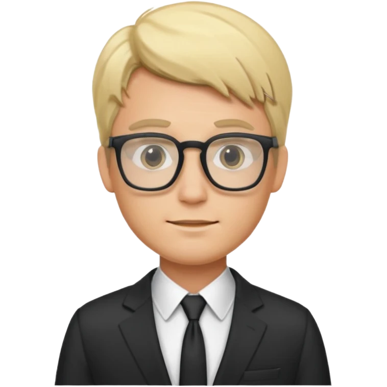 Blonde man with square glasses and suit emoji