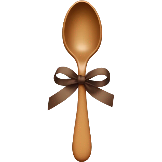 Spoon tied with a soft brown ribbons  emoji