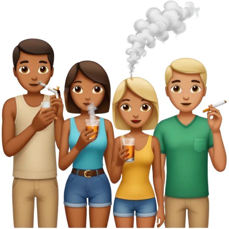 компания пьет и курит emoji